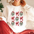 Christmas Coquette Skeleton Shirt, Coquette Christmas Shirt, Skulls and Bows Coquette Christmas Shirt, Halloween Skull...