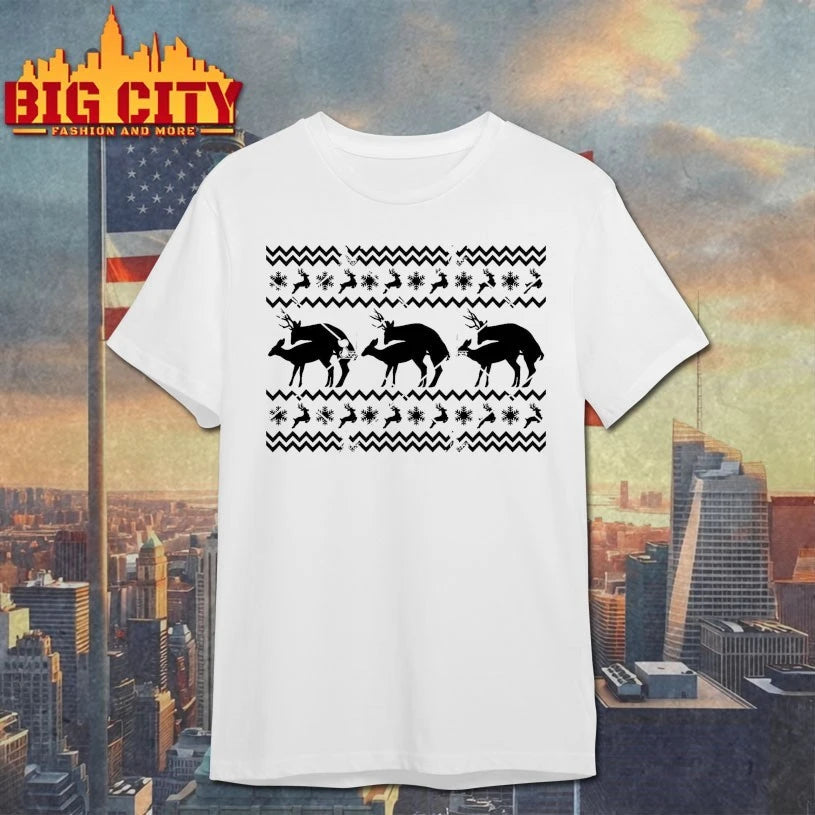 Christmas Deer Seamless Pattern Floral Decoration Stock shirt