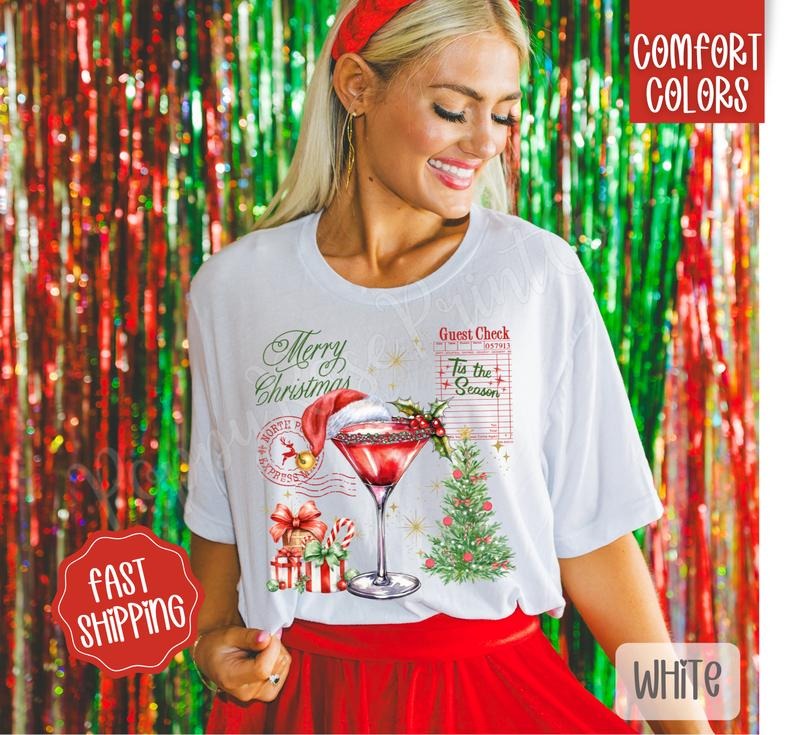 Christmas Guest Check Shirt Comfort Colors, Trendy Holiday Women's Tshirt Hoodie, Sweatshirt | PureTeeCo.com