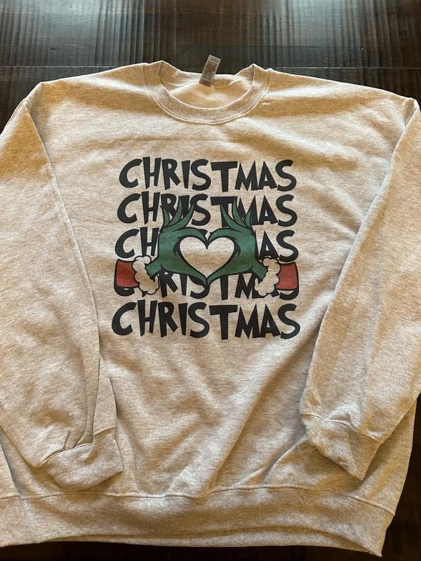 Christmas Love Grinch Sweatshirt Ash Gray T-Shirts, Hoodie | PureTeeCo.com