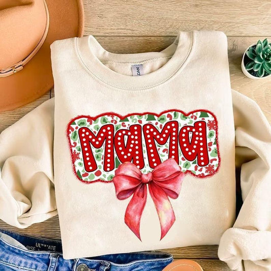 Christmas Mama Coquette Sweatshirt , Mama Claus Sweatshirt , Christmas Tree Cake Sweatshirt , Christmas coquette bow Sweatshirt , Doodles Xmas, Candy Cane Santa Hot Cocoa