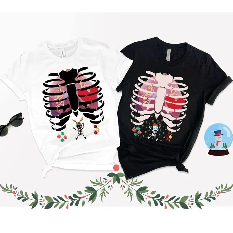 Christmas Maternity Shirt, Skeleton Maternity Shirt, Baby Announcement, Pregnancy Reveal Tee, Gift for Pregnant, Pregnant...
