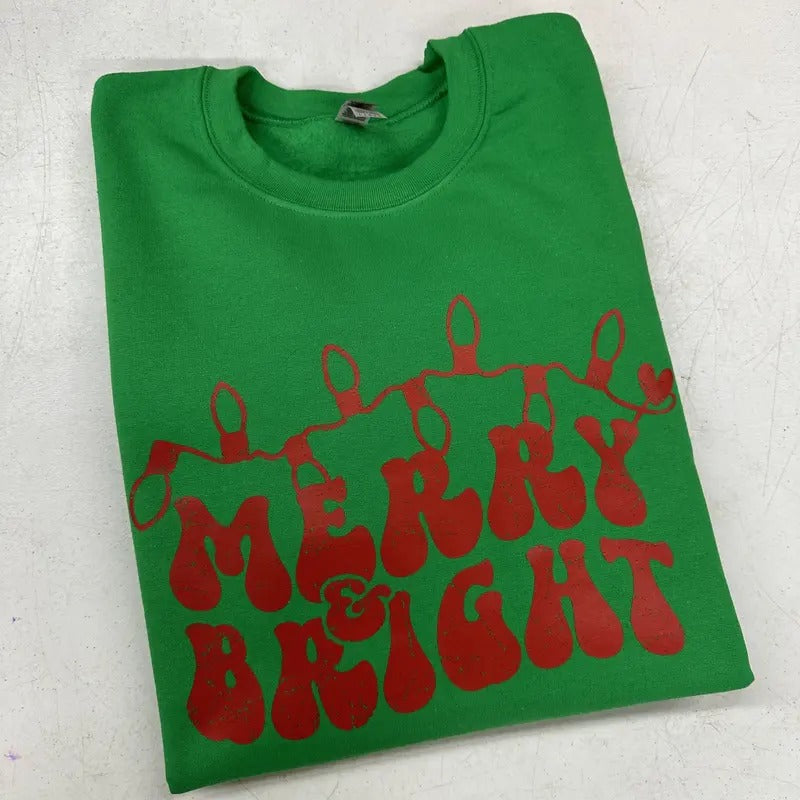 Christmas Merry & Bright Sweatshirt T-Shirts, Hoodie | PureTeeCo.com
