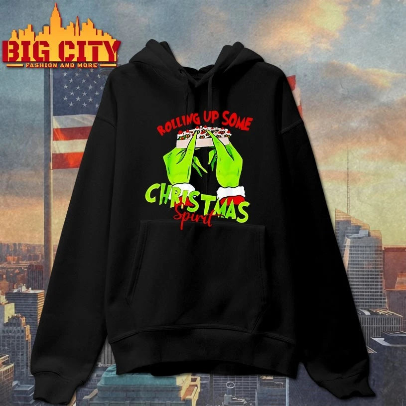 Christmas Spirit Grinch Hands Rolling Joint shirt