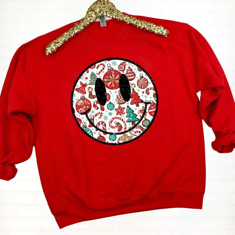 Christmas Time Happy Face Sweatshirt 'NLB' T-Shirts, Hoodie | PureTeeCo.com