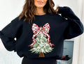Christmas Tree Bow Tee Shirt, Coquette Bow Christmas Sweatshirt, Girly Pine Tree Xmas Shirt, Christmas Coquette Sweater,...