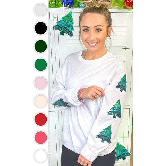 Christmas Tree Sparkle Sleeve Long Sleeve Graphic T-Shirt