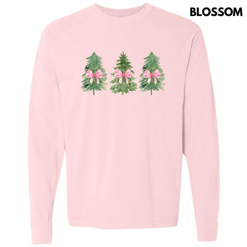 Christmas Trio Trees Long Sleeve Comfort Colors T-Shirt 'NLB' Hoodie, Sweatshirt | PureTeeCo.com