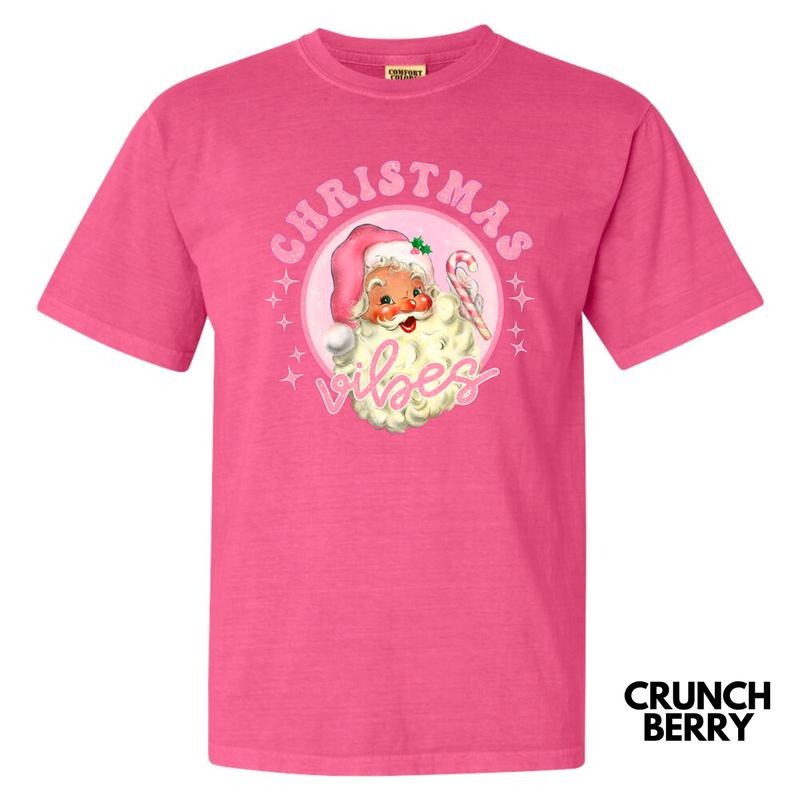 Christmas Vibes Retro Santa Comfort Colors T-Shirt Hoodie, Sweatshirt | PureTeeCo.com