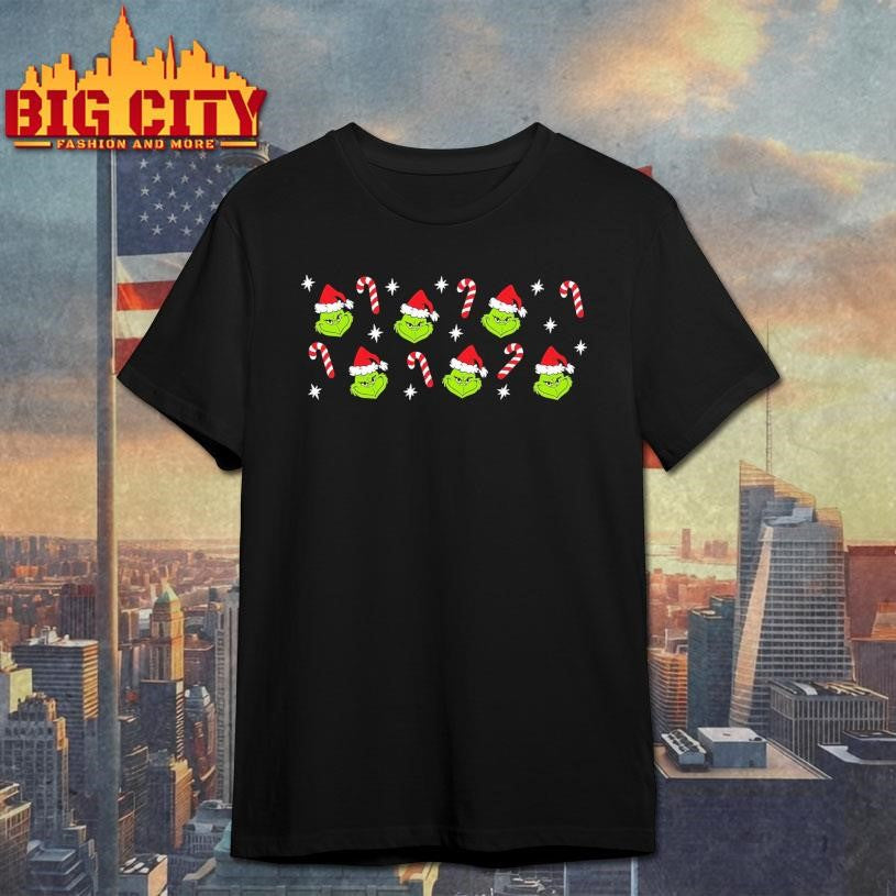 Christmas candy cane grinch head shirt