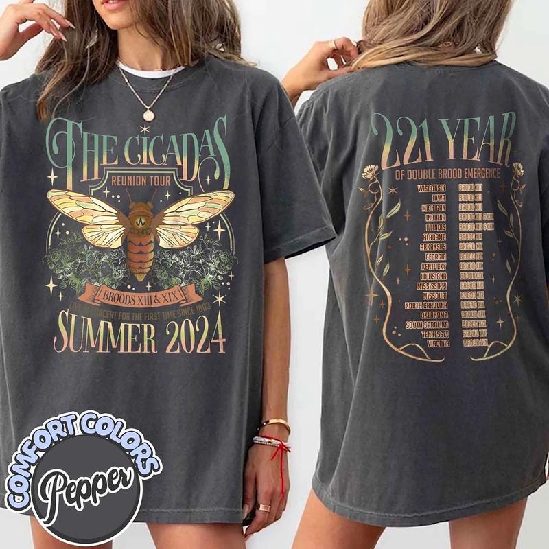 Cicada Reunion Summer 2024 Shirt, Cicada Concert Tshirt, Cicada Invasion Tee, Nature Lover Shirt, Insect Cicada Broods...