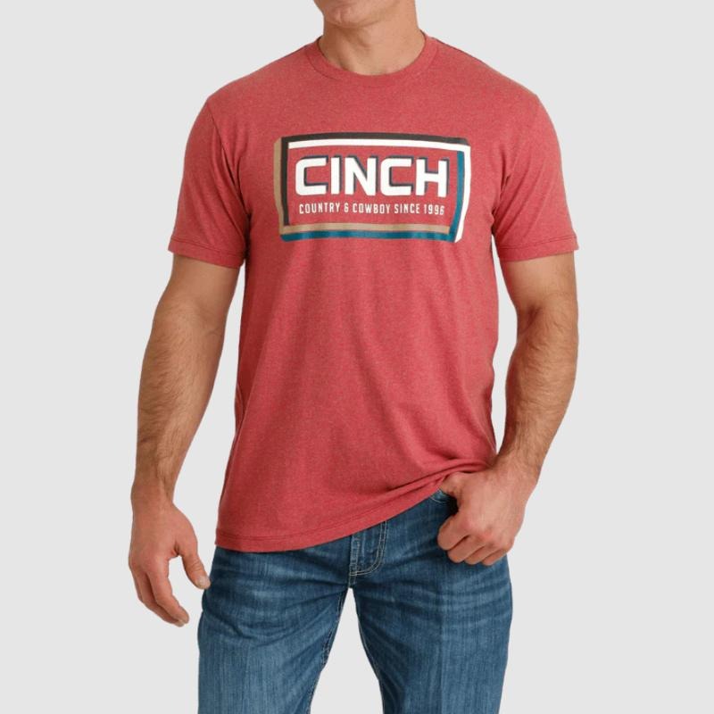 Cinch Men's Red Country and Cowboy T-Shirt, Classic Western Graphic, Short Sleeve Casual Tee Hoodie, Sweatshirt