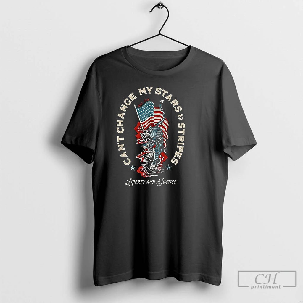 Classic Cant Change My Stars And Stripes Est 1776 T-Shirts, Hoodie, Sweatshirt | PureTeeCo.com