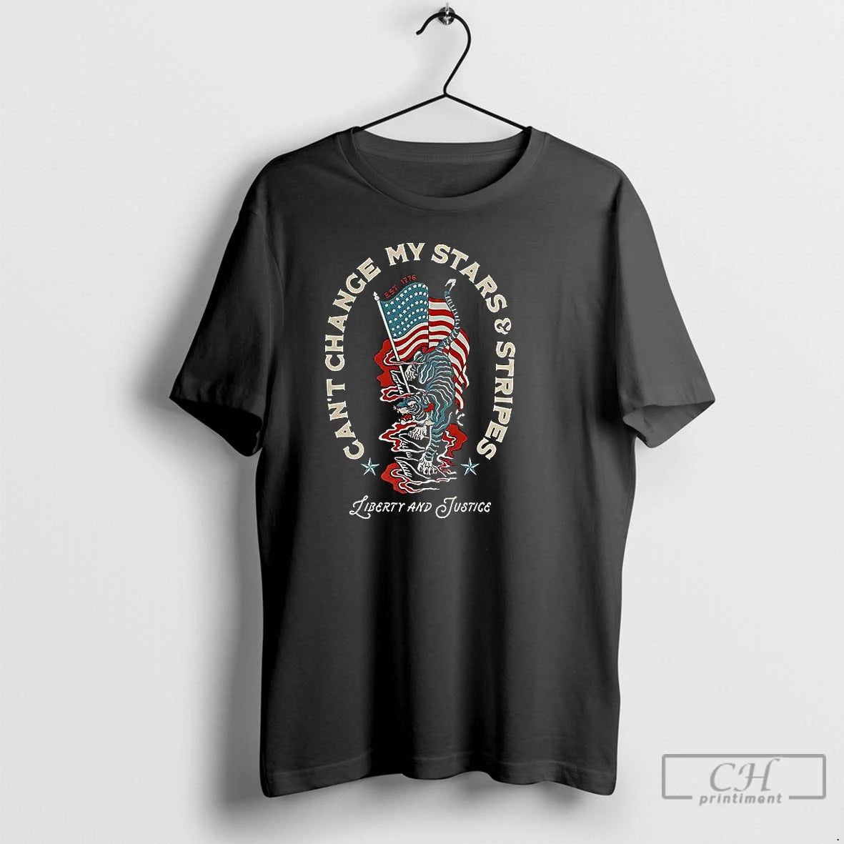 Classic Cant Change My Stars And Stripes Est 1776 T-Shirts, Hoodie, Sweatshirt | PureTeeCo.com