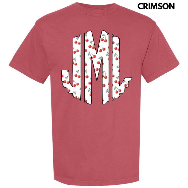 Classic Cherries Monogram Comfort Colors T-Shirt 'NLB' Hoodie, Sweatshirt | PureTeeCo.com