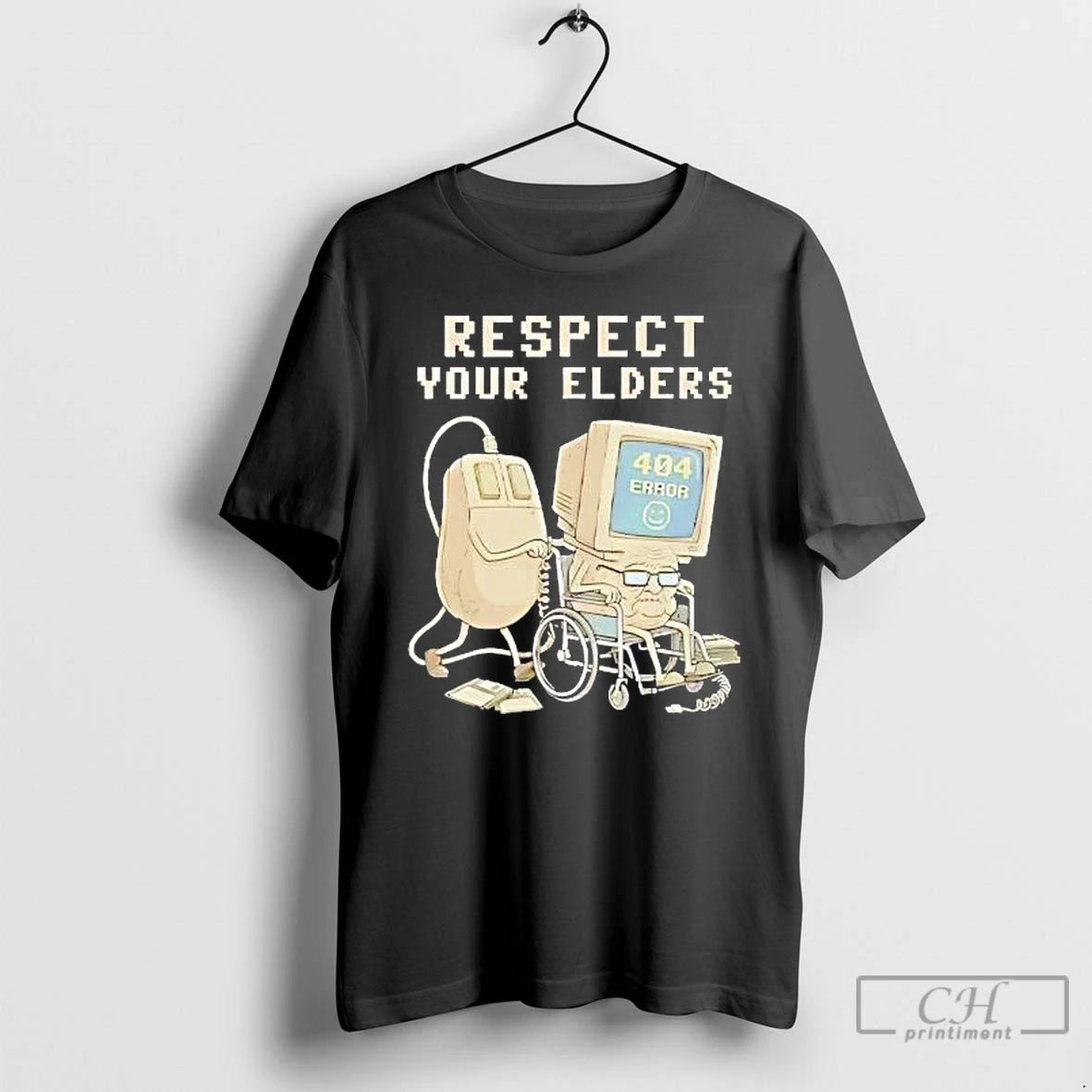 Classic Computer Tech 404 Error Hilarious Respect Your Elders T-Shirts, Hoodie, Sweatshirt | PureTeeCo.com
