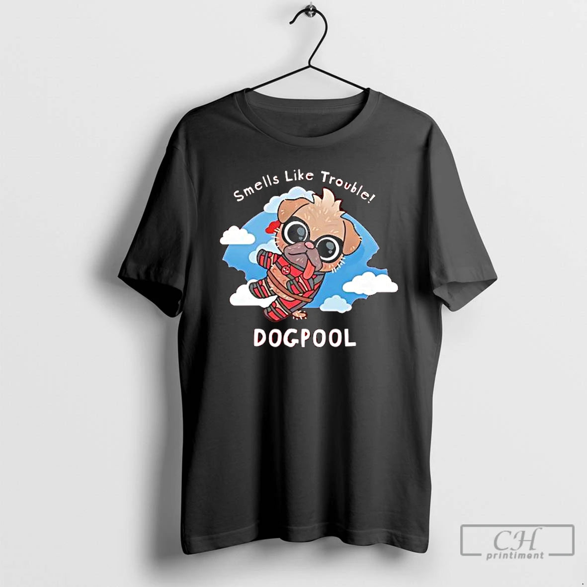 Classic Deadpool Smells Like Trouble Dogpool Graphic T-Shirts, Hoodie, Sweatshirt | PureTeeCo.com