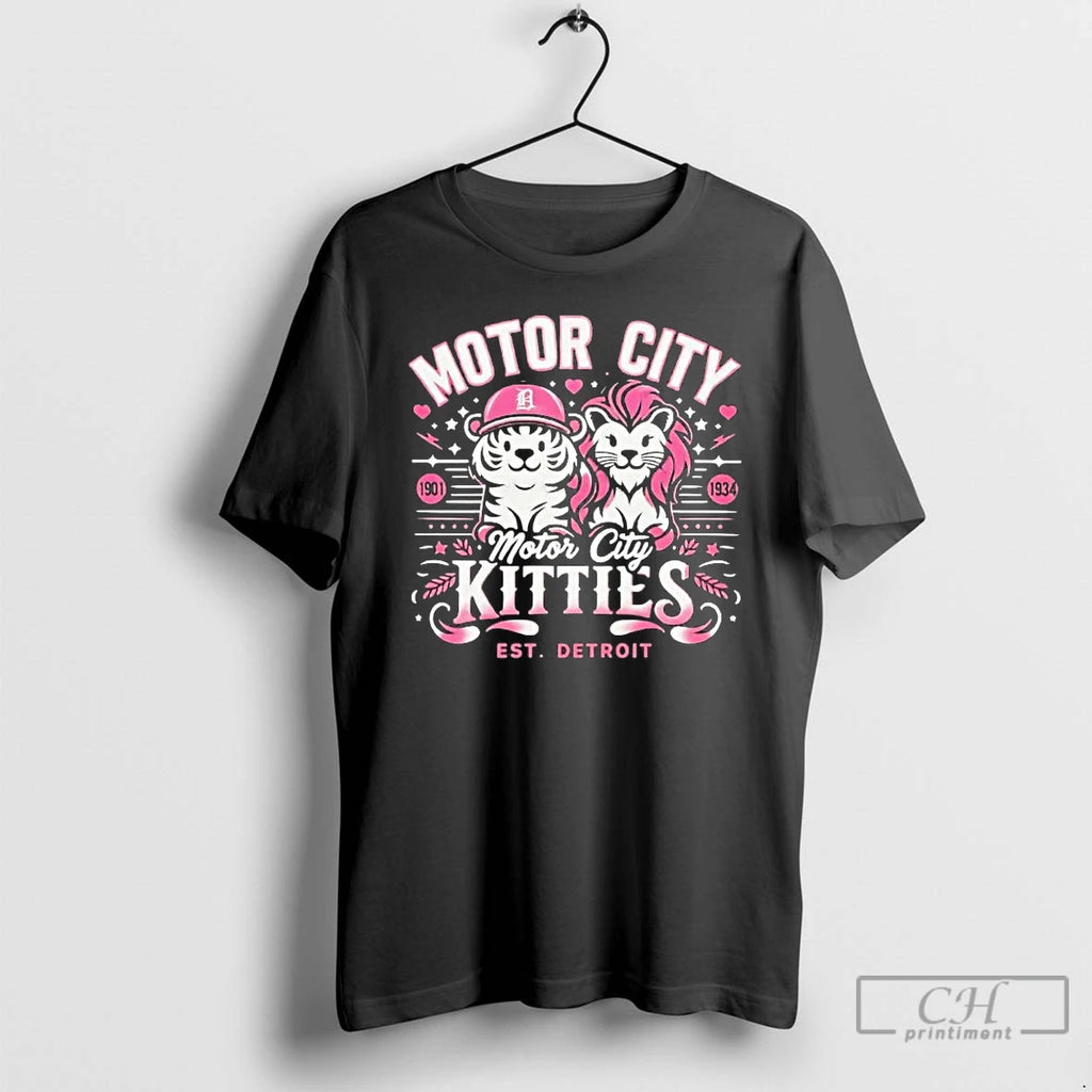 Classic Detroit Lions And Tigers Motor City Kitties Est Detroit T-Shirts, Hoodie, Sweatshirt | PureTeeCo.com