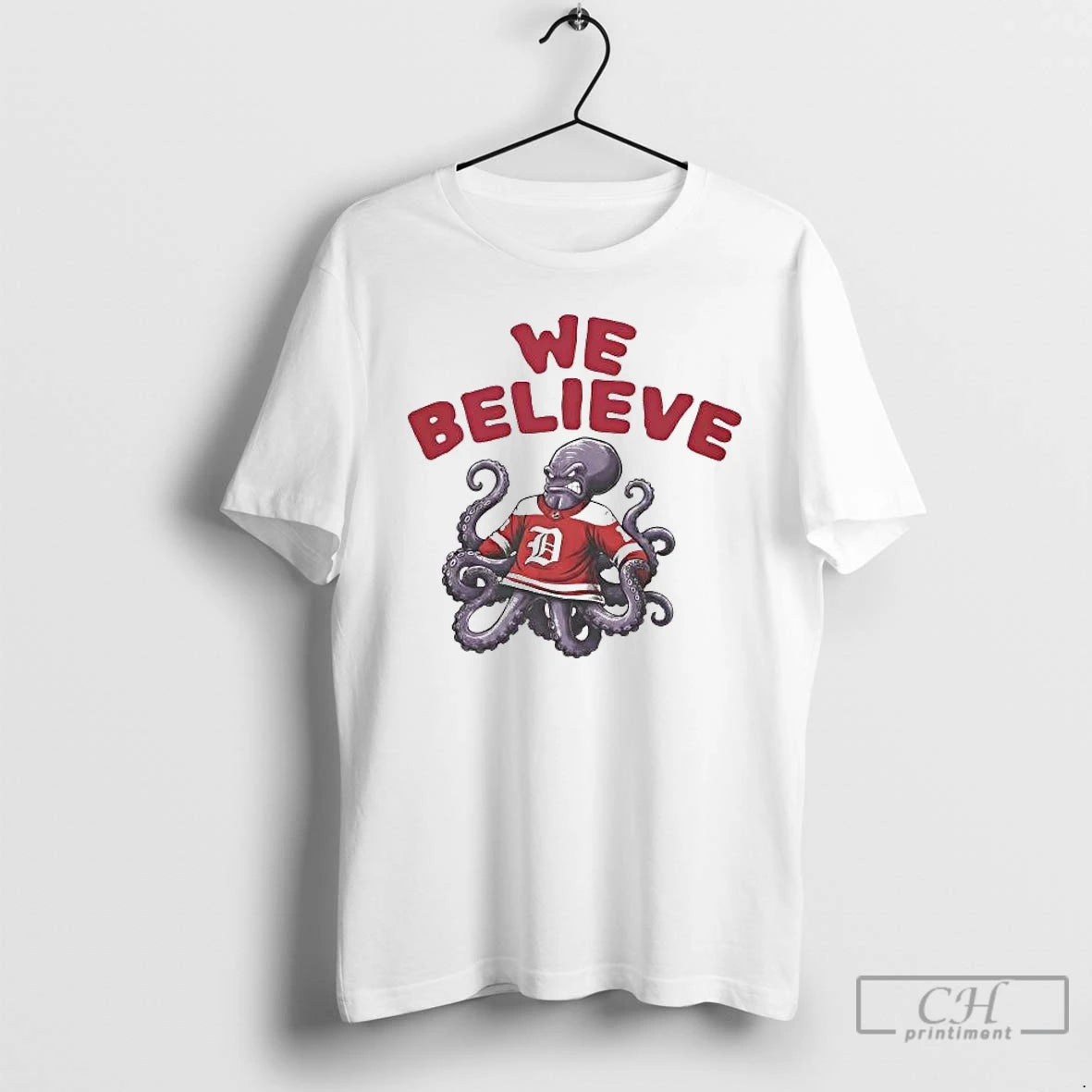 Classic Detroit Red Wings Octopus We Believe T-Shirts, Hoodie, Sweatshirt | PureTeeCo.com