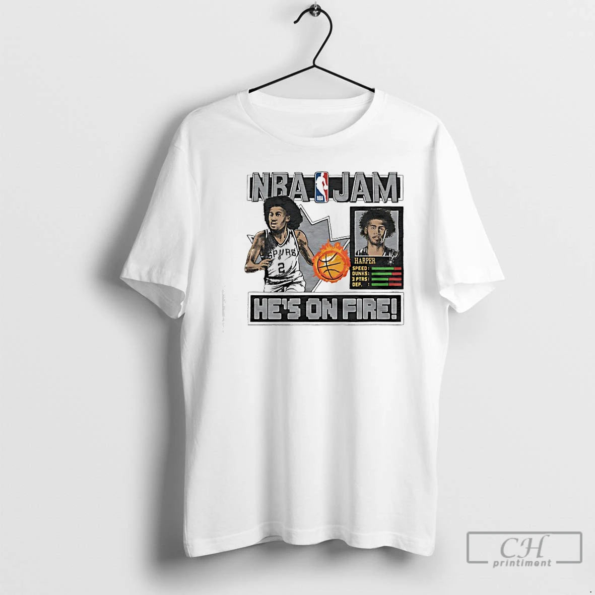 Classic Dylan Harper Nba Jam San Antonio Spurs Basketball Hes On Fire T Shirts Sweater Hoodie, Sweatshirt | PureTeeCo.com