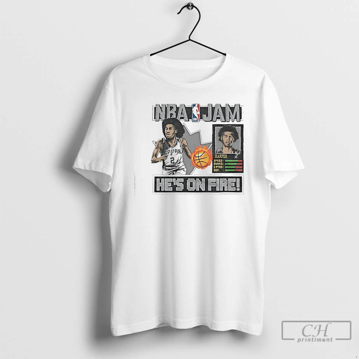 Classic Dylan Harper Nba Jam Hes On Fire San Antonio Spurs Basketball T Shirts Sweater Hoodie, Sweatshirt | PureTeeCo.com