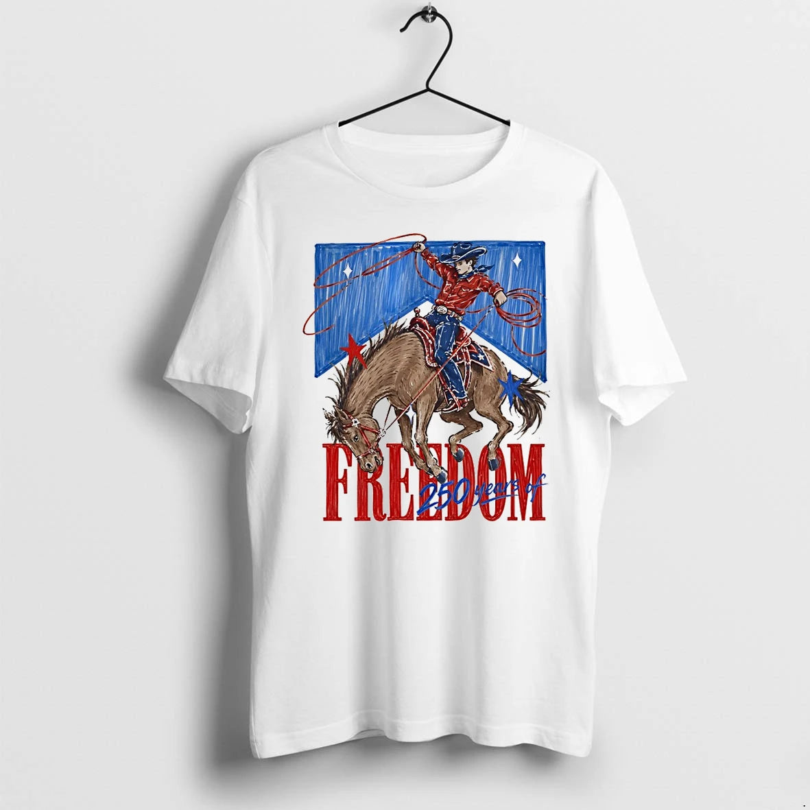 Classic Fourth Of July Cowboy 250 Years Of Freedom 1776 2026 Shirts Sweater