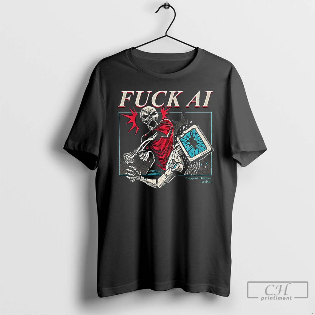Classic Fuck Ai Support Human Artists T-Shirts, Hoodie, Sweatshirt | PureTeeCo.com