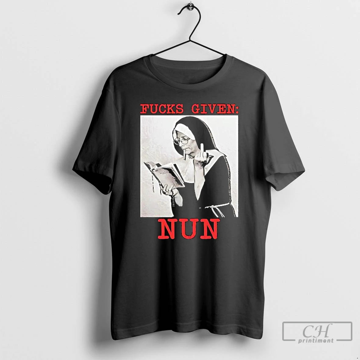 Classic Fucks Given Nun Smoking Giving The Middle Finger Graphic T-Shirts, Hoodie, Sweatshirt | PureTeeCo.com