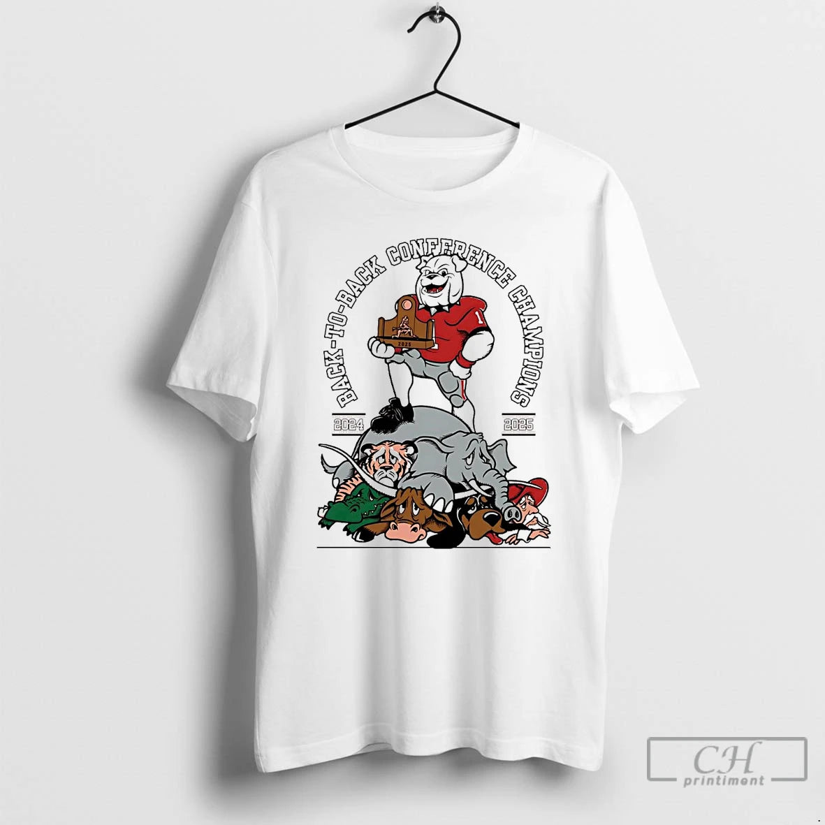 Classic Georgia Bulldogs 2025 Back To Back Conference Champions Mascot T-Shirts, Hoodie, Sweatshirt | PureTeeCo.com