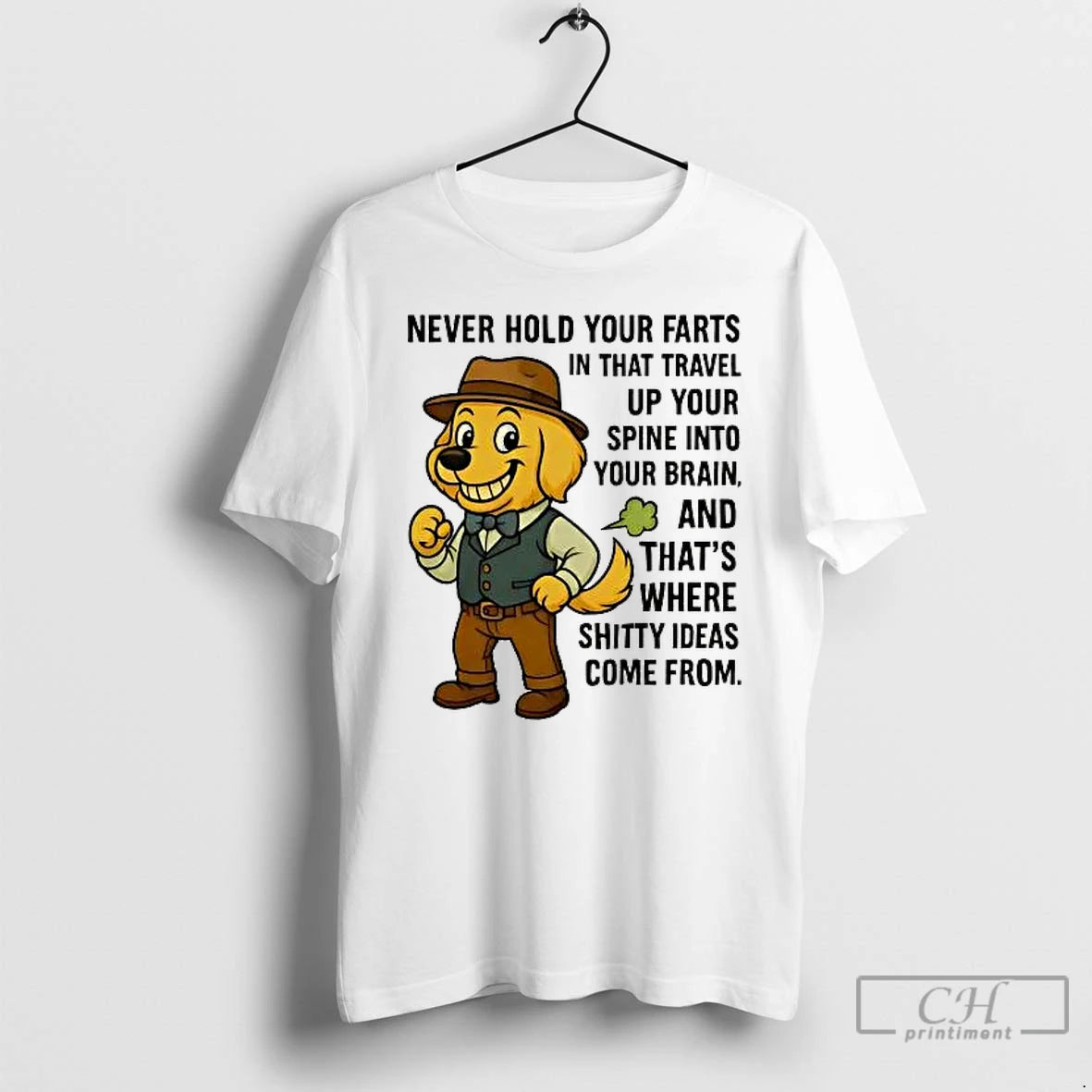 Classic Golden Retriever Never Hold Your Farts Travel Up Your Spine Into Your Brain T-Shirts, Hoodie, Sweatshirt