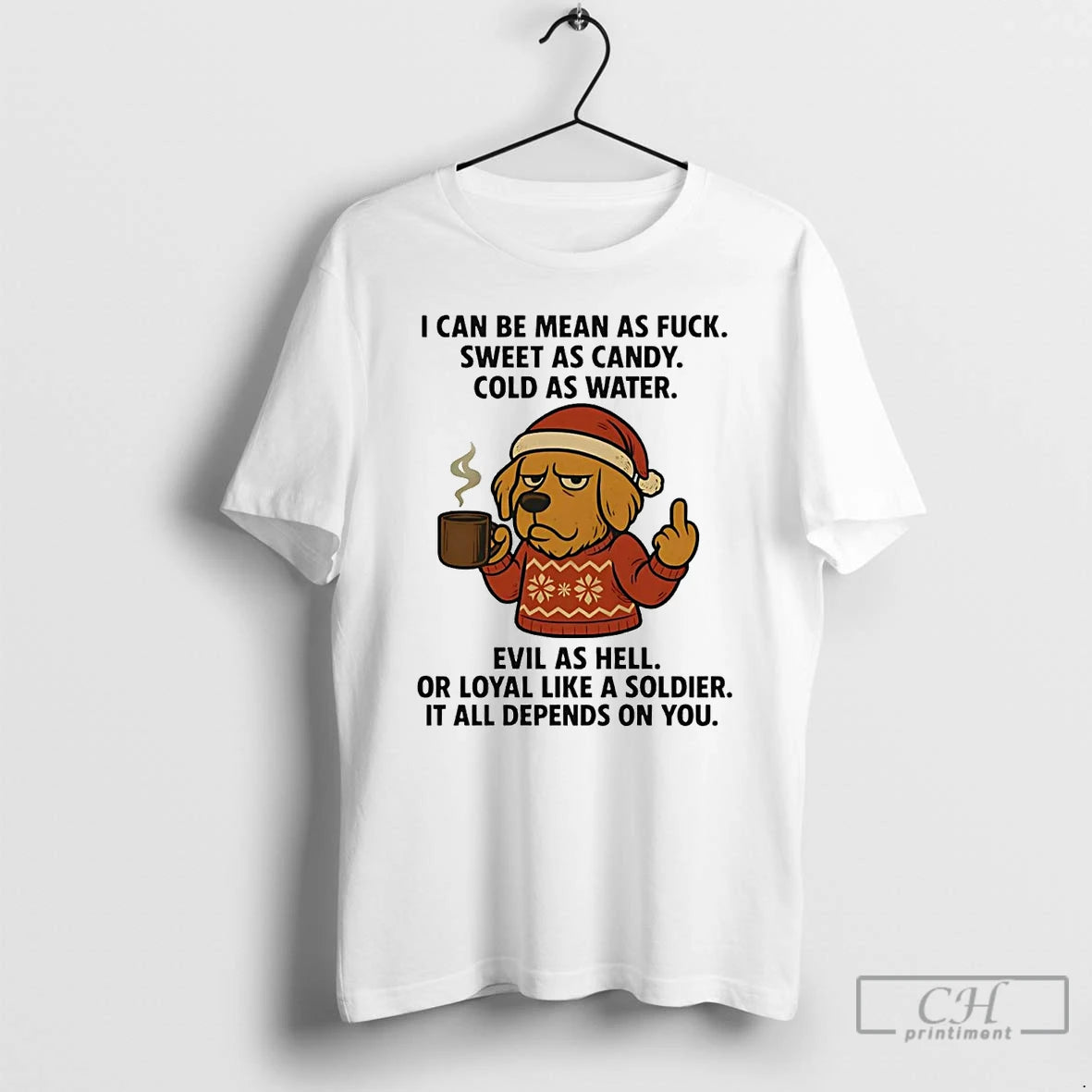 Classic Golden Retriever I Can Be Mean As Fuck It All Depends On You Christmas T-Shirts, Hoodie, Sweatshirt | PureTeeCo.com