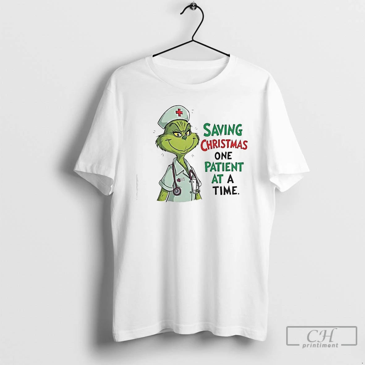 Classic Grinch Green Saving Christmas One Patient At A Time Nurse T-Shirts, Hoodie, Sweatshirt | PureTeeCo.com