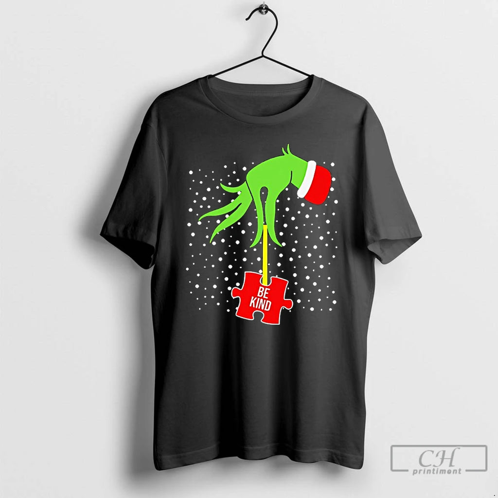 Classic Grinch Hand Be Kind Puzzle Autism Awareness Christmas T-Shirts, Hoodie, Sweatshirt | PureTeeCo.com