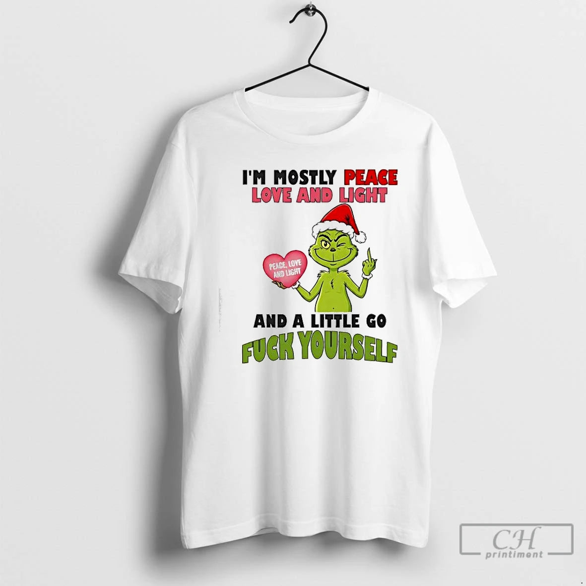 Classic Grinch Im Mostly Peace Love And Light Peace Love And Light And A Little T-Shirts, Hoodie, Sweatshirt | PureTeeCo.com