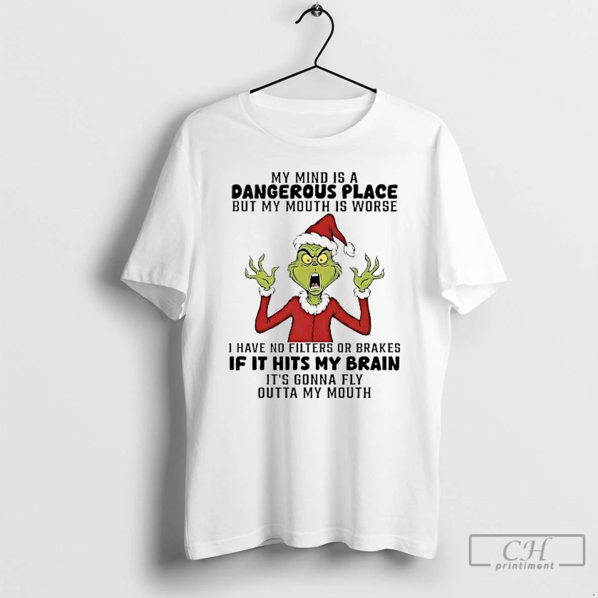 Classic Grinch My Mind Is A Dangerous Place But My Mouth Is Worse Christmas T-Shirts, Hoodie, Sweatshirt | PureTeeCo.com