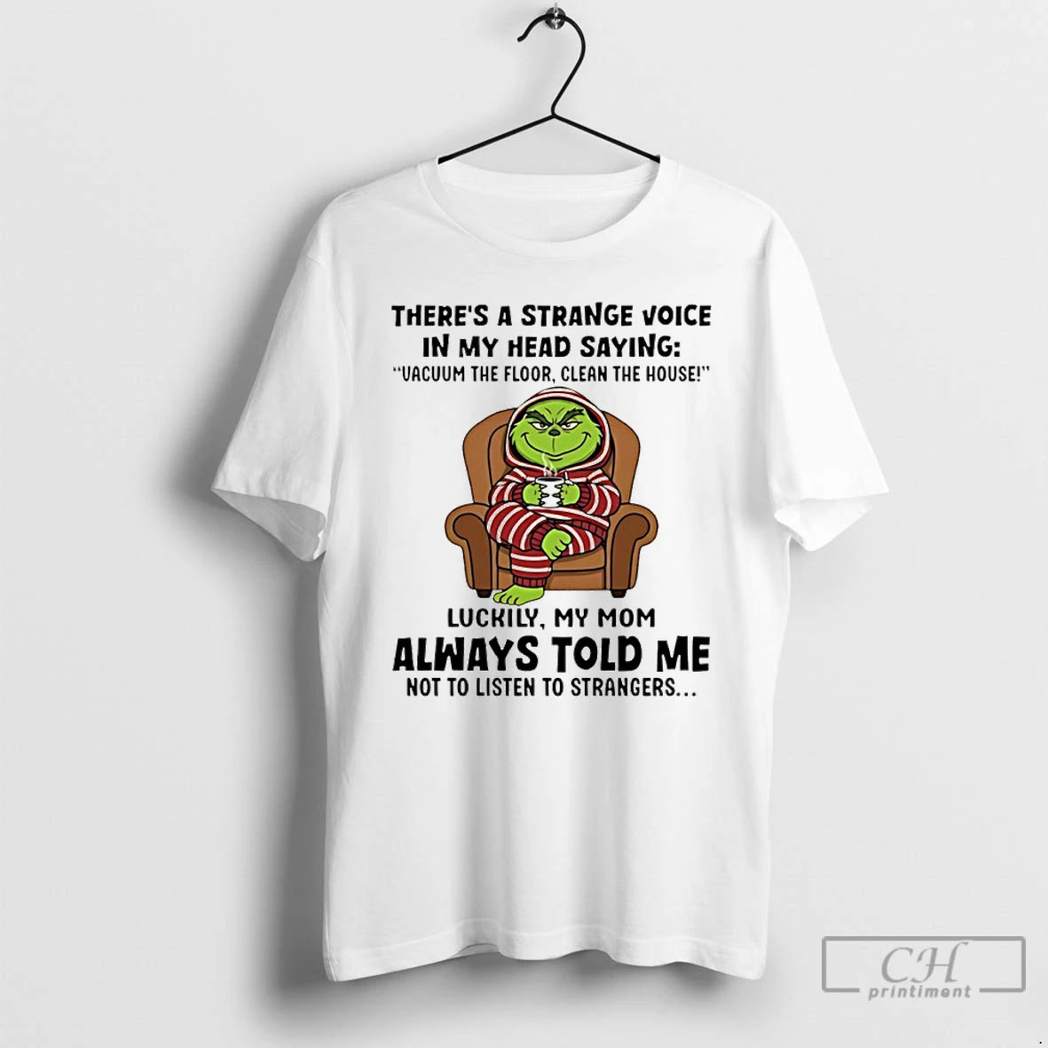 Classic Grinch Theres A Strange Voice In My Head Saying Vacuum The Floor T Shirts Hoodie, Sweatshirt | PureTeeCo.com
