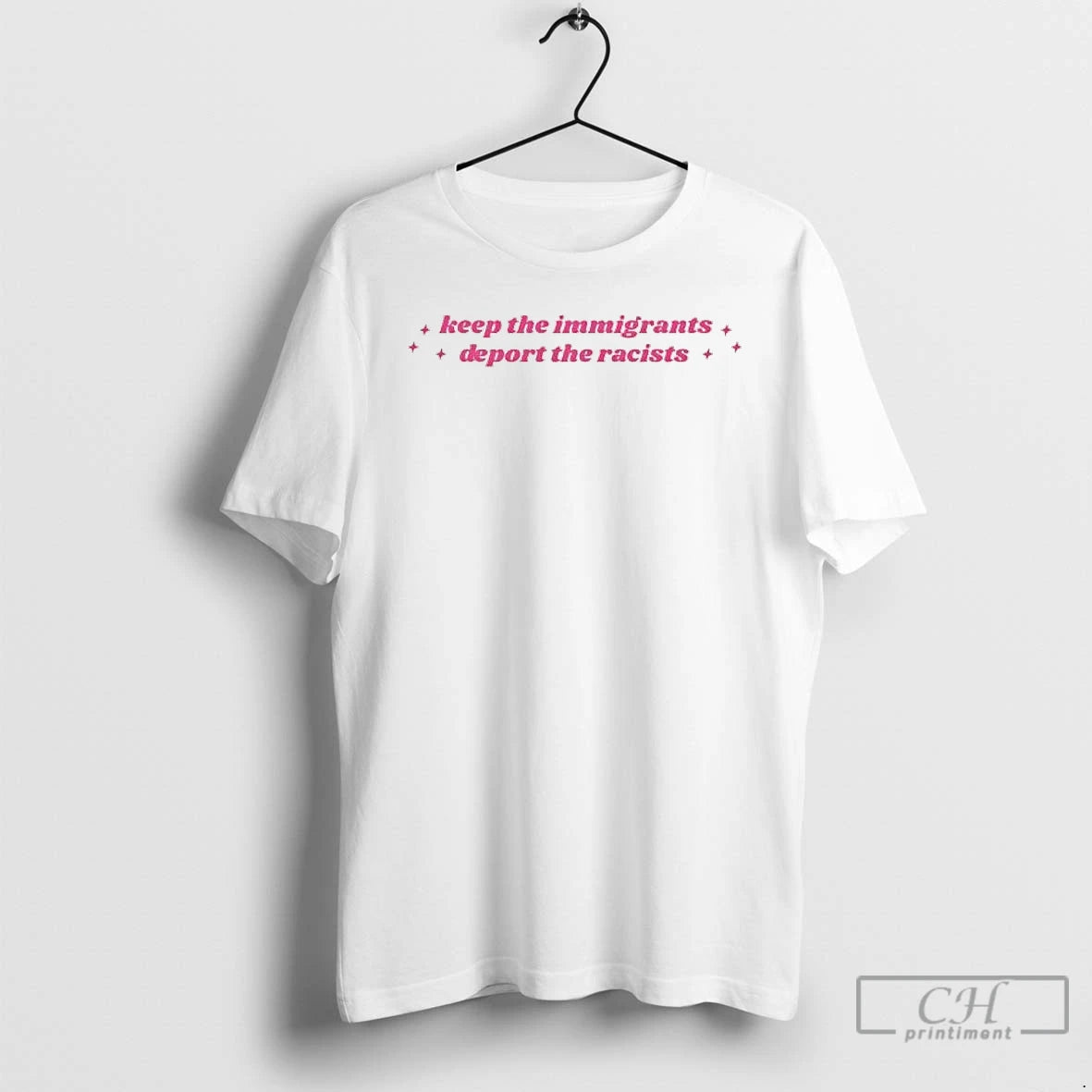 Classic Keep The Immigrants Deport The Racists Pink T-Shirts, Hoodie, Sweatshirt | PureTeeCo.com