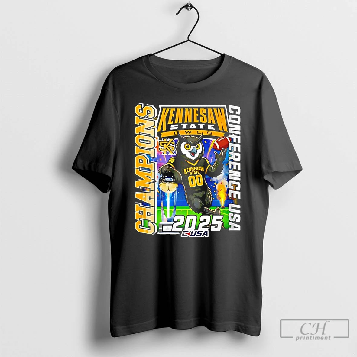 Classic Kennesaw State Owls 2025 Conference Usa Champions Mascot T-Shirts, Hoodie, Sweatshirt | PureTeeCo.com