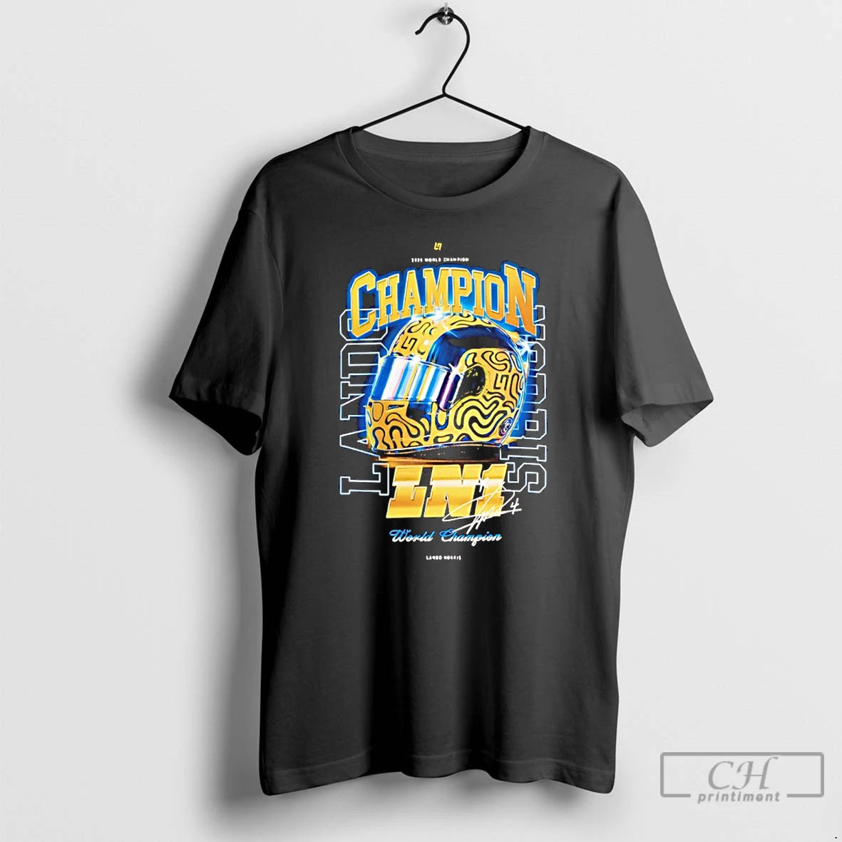Classic Lando 2025 World Champion Signature Helmet T-Shirts, Hoodie, Sweatshirt | PureTeeCo.com