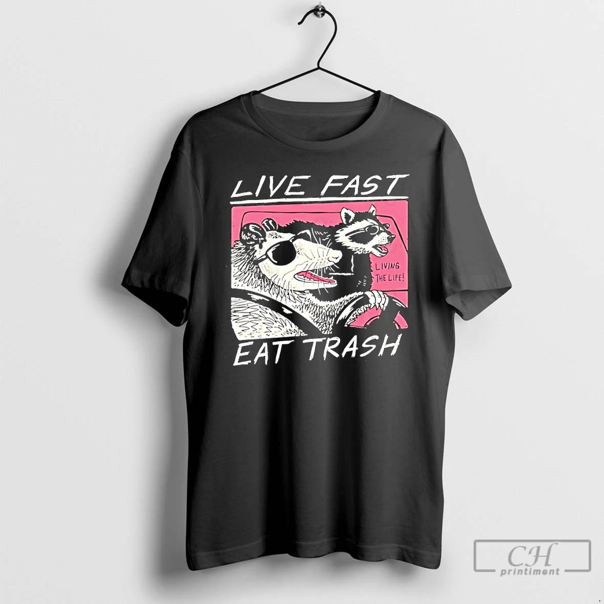 Classic Live Fast Eat Trash Opossum Raccoon T-Shirts, Hoodie, Sweatshirt | PureTeeCo.com