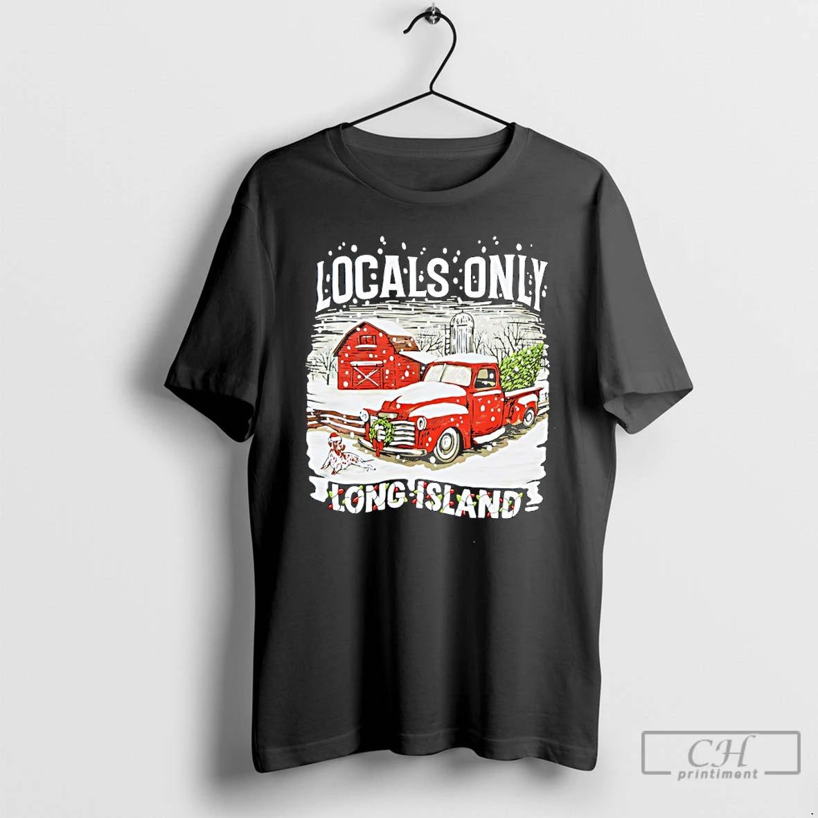 Classic Locals Only Long Island Christmas Red Truck T-Shirts, Hoodie, Sweatshirt | PureTeeCo.com