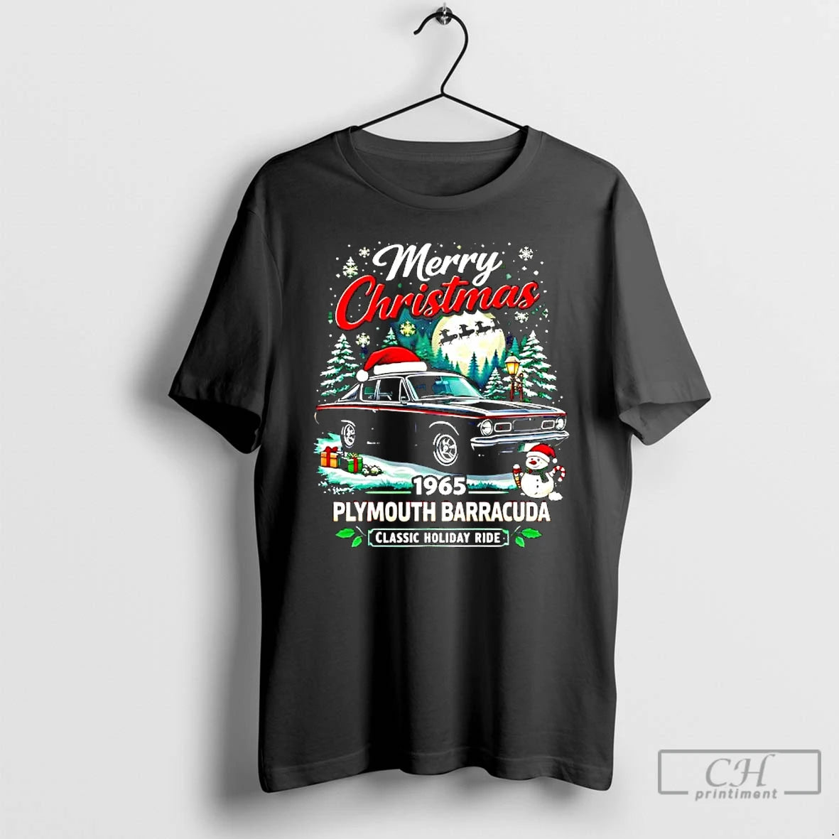 Classic Merry Christmas 1965 Plymouth Barracuda Classic Holiday Ride T-Shirts, Hoodie, Sweatshirt | PureTeeCo.com