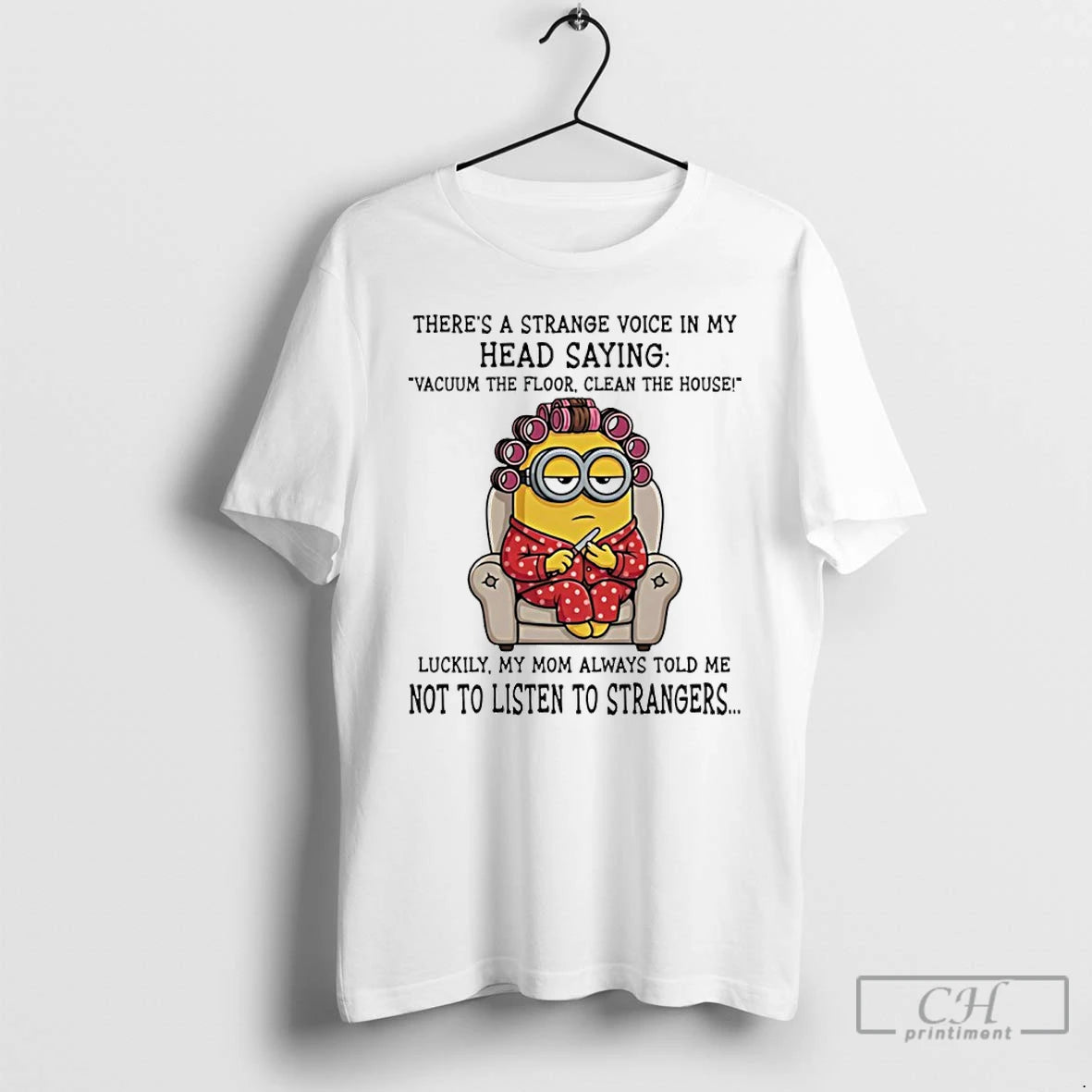 Classic Minion Theres A Strange Voice In My Head Saying Vacuum The Floor Clean The T-Shirts, Hoodie, Sweatshirt
