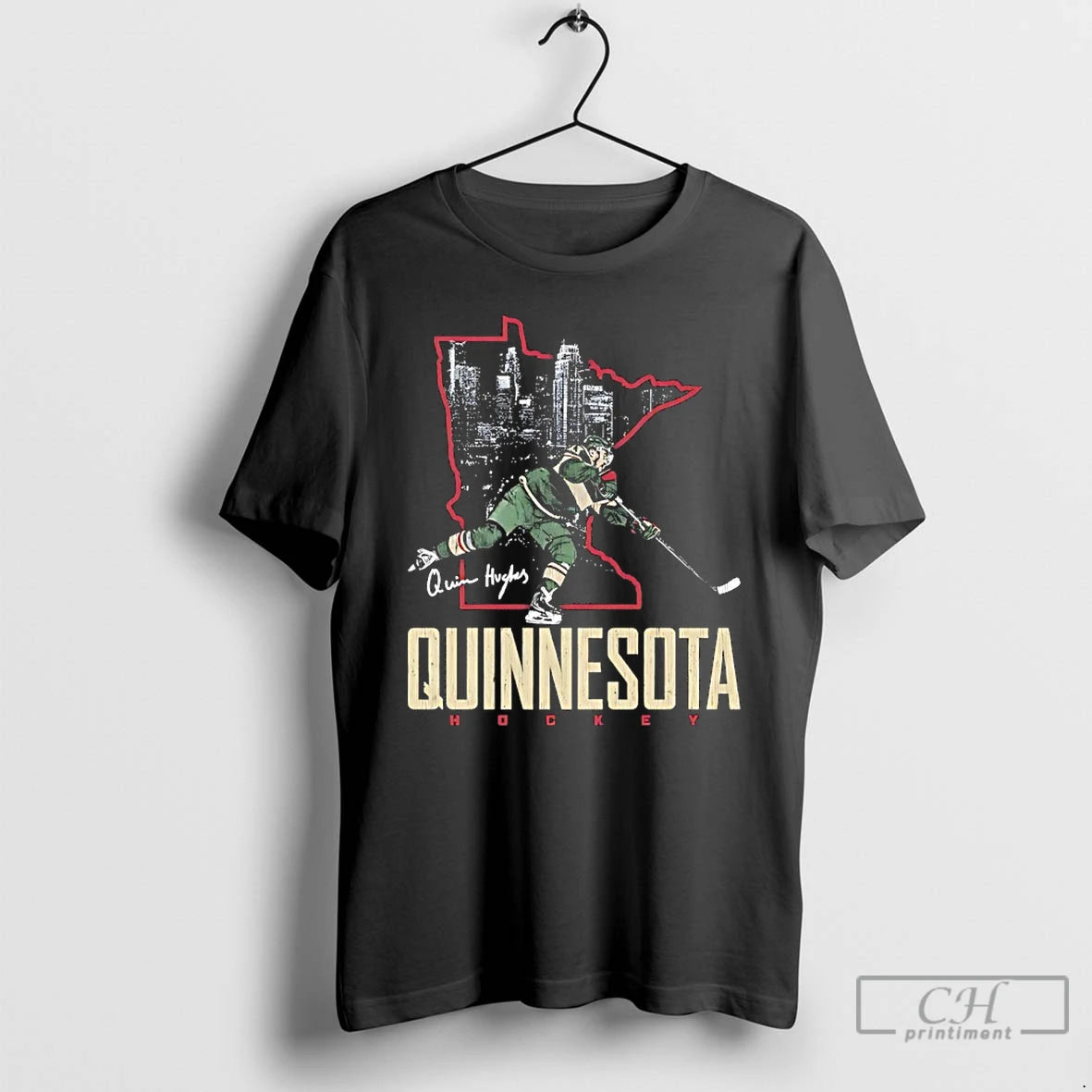 Classic Minnesotas Quinn Hughes Quinnesota State Signature T-Shirts, Hoodie, Sweatshirt | PureTeeCo.com