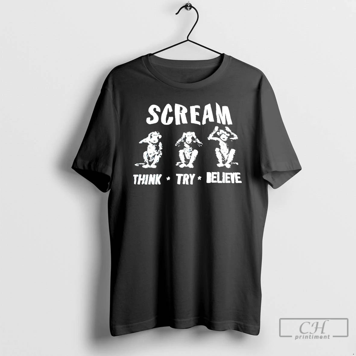 Classic Monkey Scream Think Try Believe T-Shirts, Hoodie, Sweatshirt | PureTeeCo.com