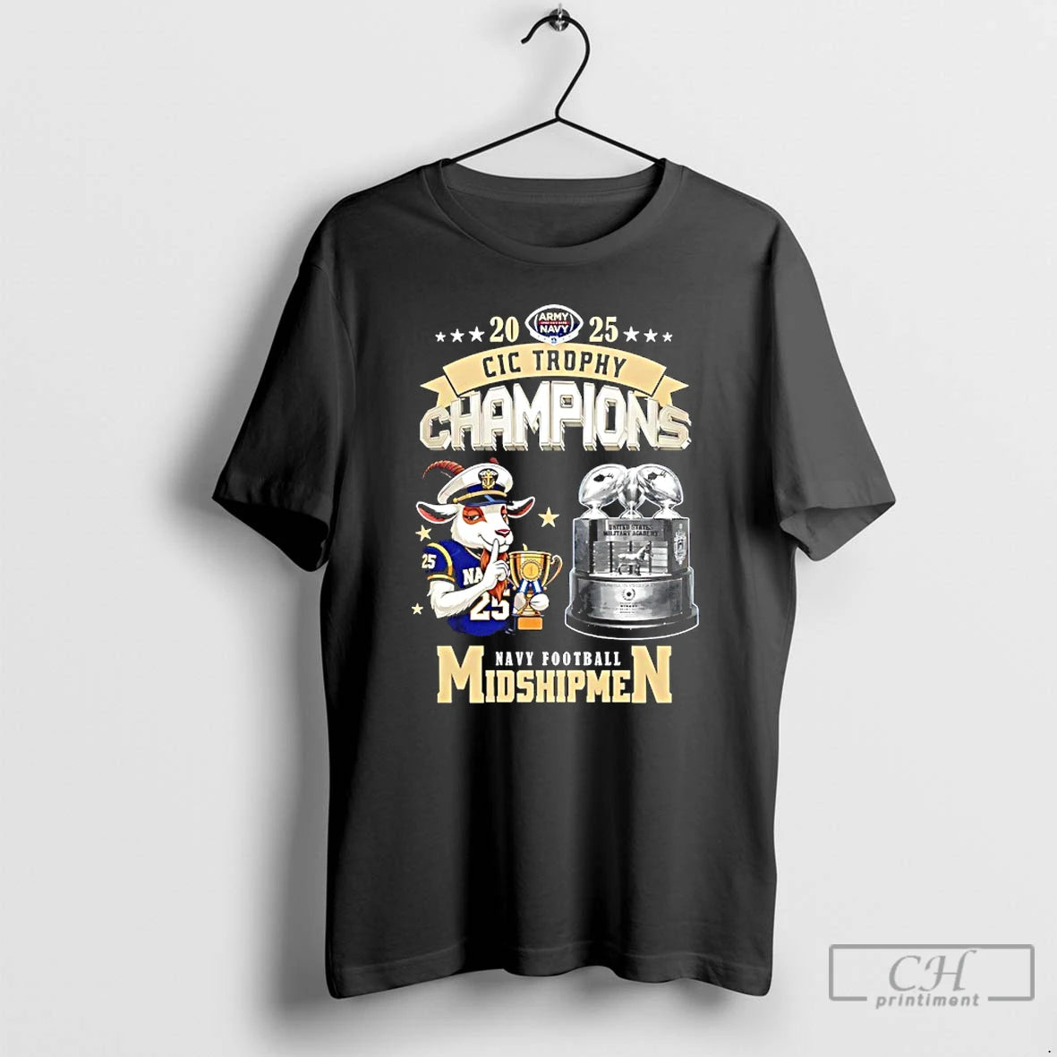 Classic Navy Midshipmen Football 2025 Cic Trophy Champions Mascot T-Shirts, Hoodie, Sweatshirt | PureTeeCo.com