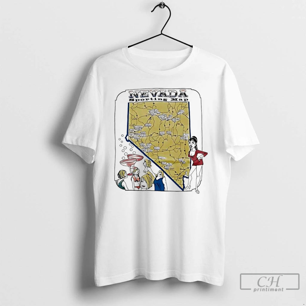Classic Nevada Sporting Map Cartoon Vintage T-Shirts, Hoodie, Sweatshirt | PureTeeCo.com