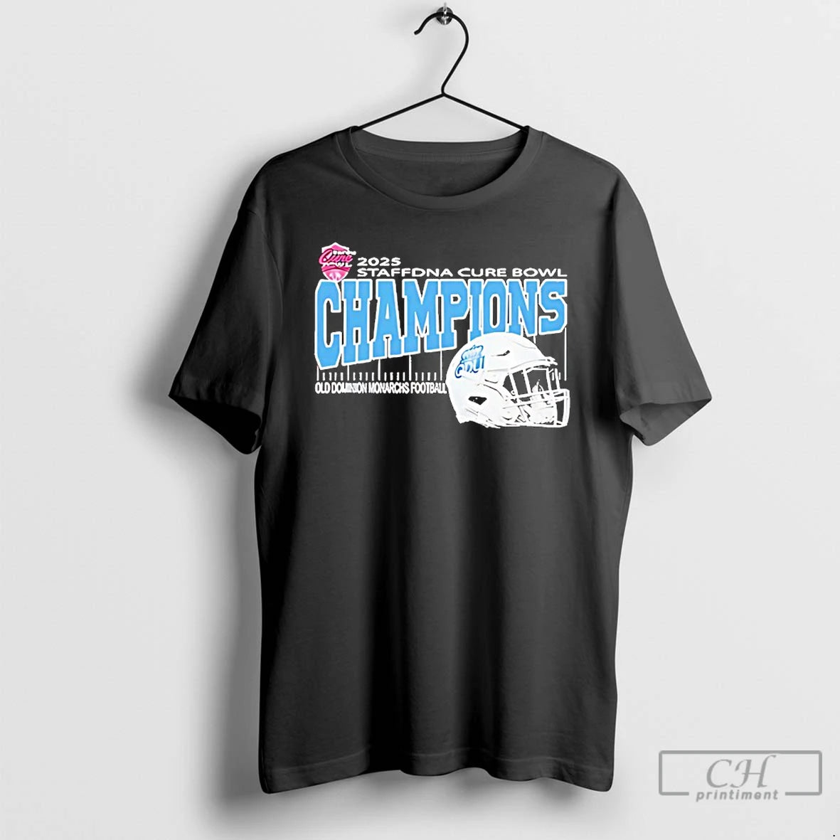 Classic Old Dominion Monarchs 2025 Cure Bowl Champions Helmet T-Shirts, Hoodie, Sweatshirt | PureTeeCo.com