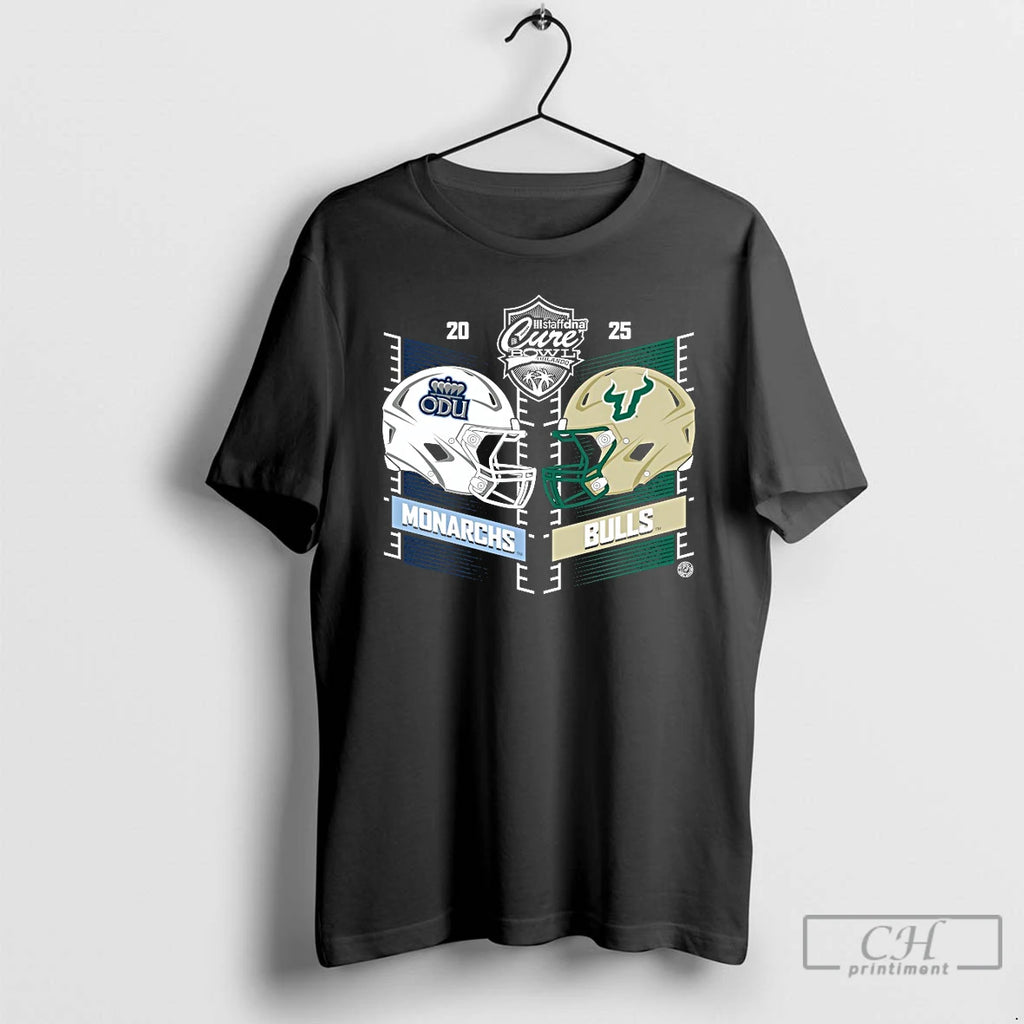 Classic Old Dominion Vs South Florida 2025 Cure Bowl Heat To Heat Helmet T Shirts Hoodie, Sweatshirt | PureTeeCo.com