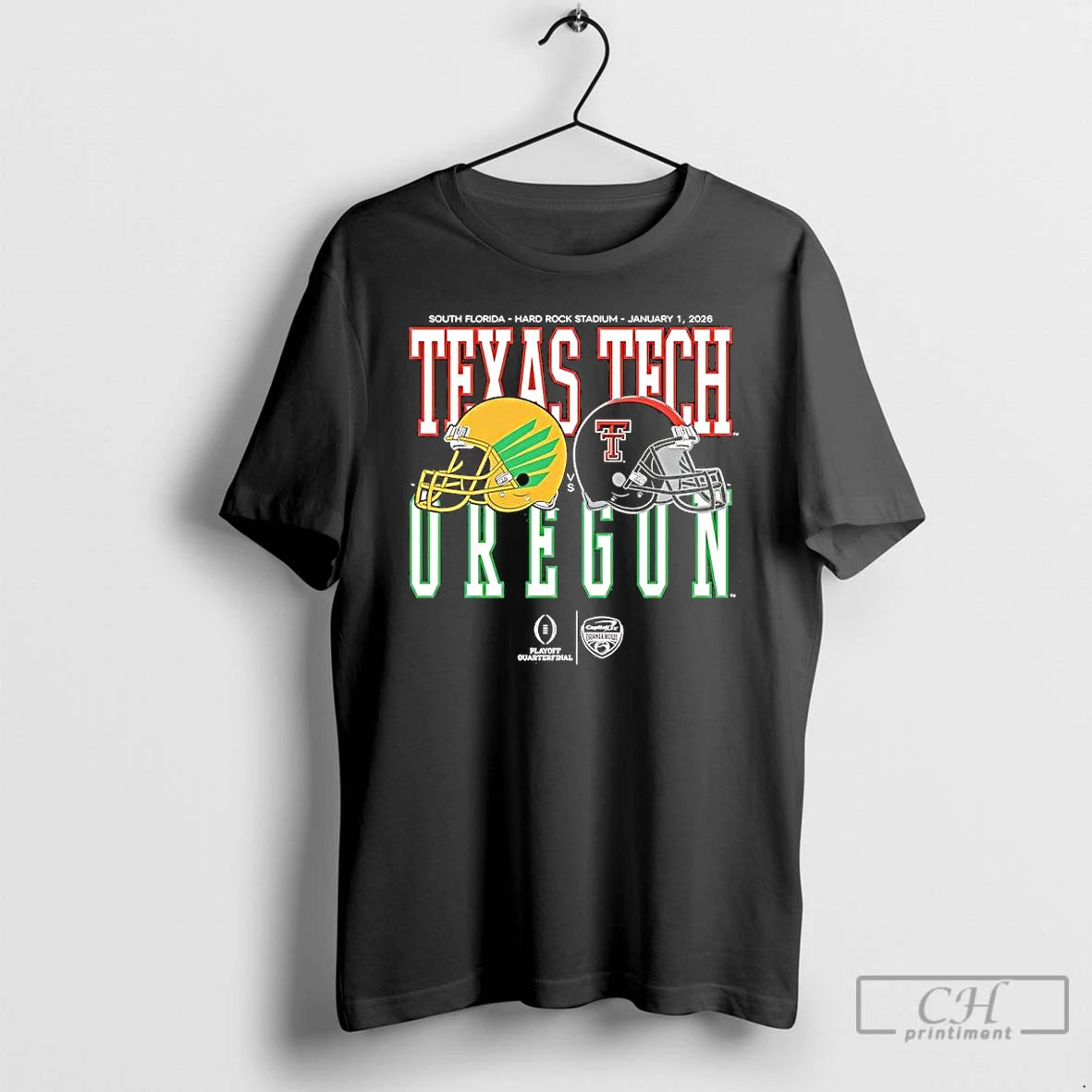 Classic Oregon Vs Texas Tech 2026 Capital One Orange Bowl Helmet Matchup T Shirts Sweater Hoodie, Sweatshirt | PureTeeCo.com